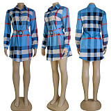Plus Size Dress autumn temperament commute slimming women shirt dress with belt four colors