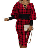 Plus Size Dress European and American Sexy Slim print dress