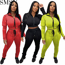 Two piece outfits Amazon new casual solid color two piece sports suit