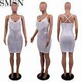 Plus Size Dress Amazon hot selling sexy sling sequin tassel dress