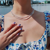 New style creative simple temperament French vintage pearl necklace stack wear collarbone chain