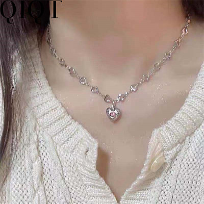 Love diamond necklace light luxury niche design sense advanced exquisite clavicle chain female