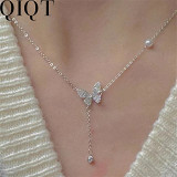Butterfly pendant necklace ins wind cold wind necklace minority cross border collarbone chain