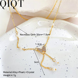 European and American simple design sense of light luxury butterfly pearl necklace clavicle chain