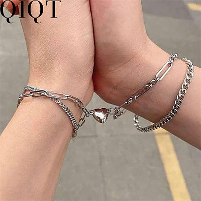 Cross border creative Valentine's Day magnet Love Matching bracelet Magnetic buckle couple bracelet