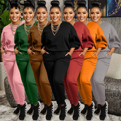2 piece outfits Amazon hot sale women clothing solid color Fashion Casual exercise two piece set