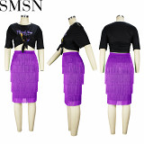 2022 summer new European and American style fashion elegant skirt Medium length dress