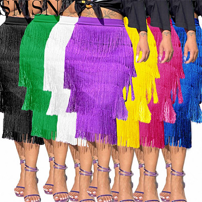 2022 summer new European and American style fashion elegant skirt Medium length dress
