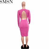 Plus Size Dress Europe and America solid color sexy fashion women sweater dress