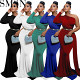 Plus Size Dress fashion women wear popular formal dress diagonal collar patch dress