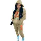 Women joggers suits set fashion casual printing sweatshirt two piece hoodie sports suit