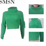 European and American women sweater T shirt pullover high collar top all matching sweater