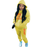 Women joggers suits set fashion casual printing sweatshirt two piece hoodie sports suit