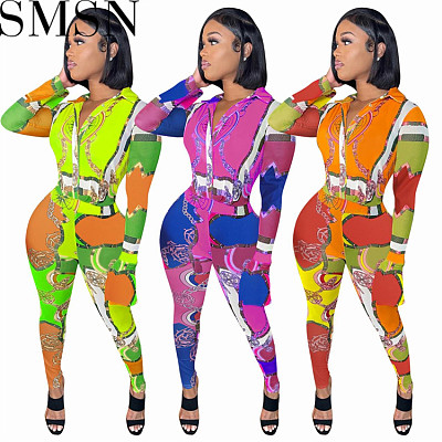 One Piece Jumpsuit Amazon new fashion Sexy Slim positioning printing jumpsuit