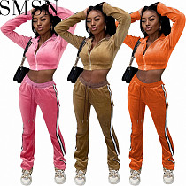Two Piece Outfit Amazon new fashion velvet casual two piece suit