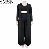3 Piece Set Women autumn and winter casual fashion sports home robe coat three piece suit