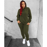 Two Piece Outfits autumn and winter solid color sweater elastic sports casual two piece suit