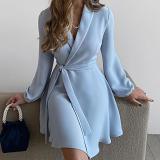Plus Size Dress 2022 autumn and winter lapel simple fashion temperament slim women dress