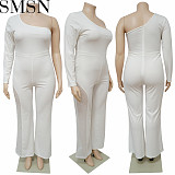 Women Jumpsuits And Rompers fashion slim solid color rhinestone one shoulder plus size jumpsuit