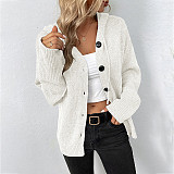 2022 autumn and winter New drawstring knitted cardigan coat women solid color sweater