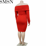 Plus Size Dress V neck solid color midi dress sexy dress wish hot sale