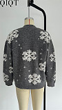 2022 snowflake towel embroidery half high collar long sleeves women theme Christmas sweater