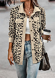 2022 Amazon fall winter fashion leopard print button long sleeve jacket coat female
