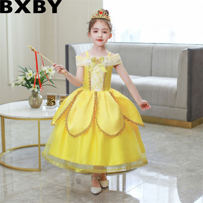Belle princess dress girls Children Day Halloween yellow ball Bell Beauty and Beast dress