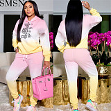 Fashion sets Amazon gradient color sports suit casual hooded sweater two piece set