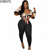 2 piece outfits cross border new sunken stripe positioning printed sexy strap two piece set