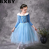 Autumn and winter Frozen princess Elsa dress girls long sleeved children dress Aisha skirt