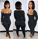 2 Piece Set Women autumn and winter fashion casual solid color rib fabric two piece set