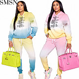 Fashion sets Amazon gradient color sports suit casual hooded sweater two piece set