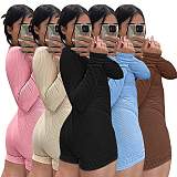 Women jumpsuit 2023 spring new ribbed round neck breasted sports casual one piece shorts Women Jumpsuits And Rompers