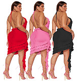 New Spaghetti Strap Mesh See Through Layer Ruffles Sexy Mini Short Women Summer Dress