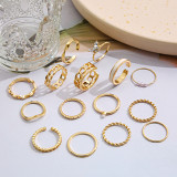 Women'S Chain Multi-Articular Creative Butterfly Hollowed Out Ring Set 15 Piece Set