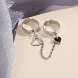 Peach Heart Punk Opening Adjustable Male And Female One Piece Ring