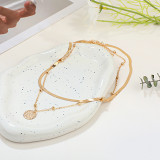 Simple malleolar stria bead design sweater chain double layer pendant necklace