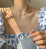 Vintage Pearl Necklace Folded Collarbone Chain Simple And Advanced Sense