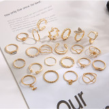 Creative geometric metal folded wear joint ring new alloy ring 23 piece set