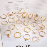 Creative geometric metal folded wear joint ring new alloy ring 23 piece set