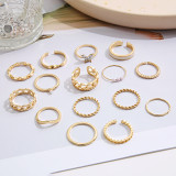 Women'S Chain Multi-Articular Creative Butterfly Hollowed Out Ring Set 15 Piece Set