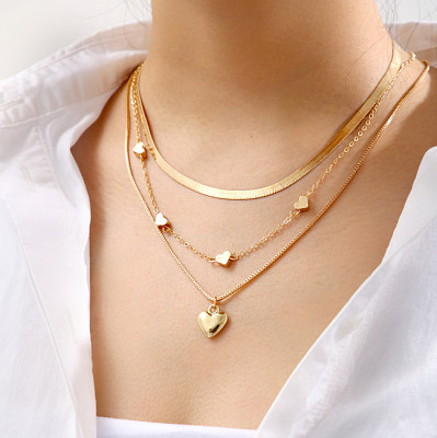 Love necklace female design multi-layer wear collarbone chain female light luxury necklace
