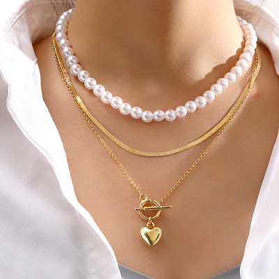 Necklace Fashion Design Women'S Love Pearl 3 Piece Necklace