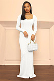 Women Clothing Dress sexy dress Women U-neck ribbed dress