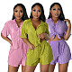 2 Piece Set Women Summer new shirt pleated short-sleeved loose fashion casual 2 Piece Outfits