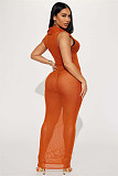 Spring and summer mesh see-through hooded beach sunscreen sexy dress Women  (only dress)
