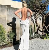 2023 summer new fashion sexy backless strap long skirt tube top halter neck dress wholesale