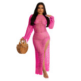 Sexy Solid Color Hand-Knitted Tassel Beach Dress