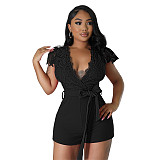 V-Neck Lace Sexy Patchwork Jumpsuit Women Romper
